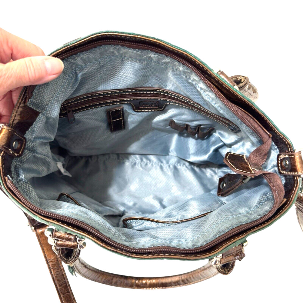 Vintage Madi Clare MC Emerald Green Croc Leather Rhinestone Shoulder Purse. - Picture 7 of 13